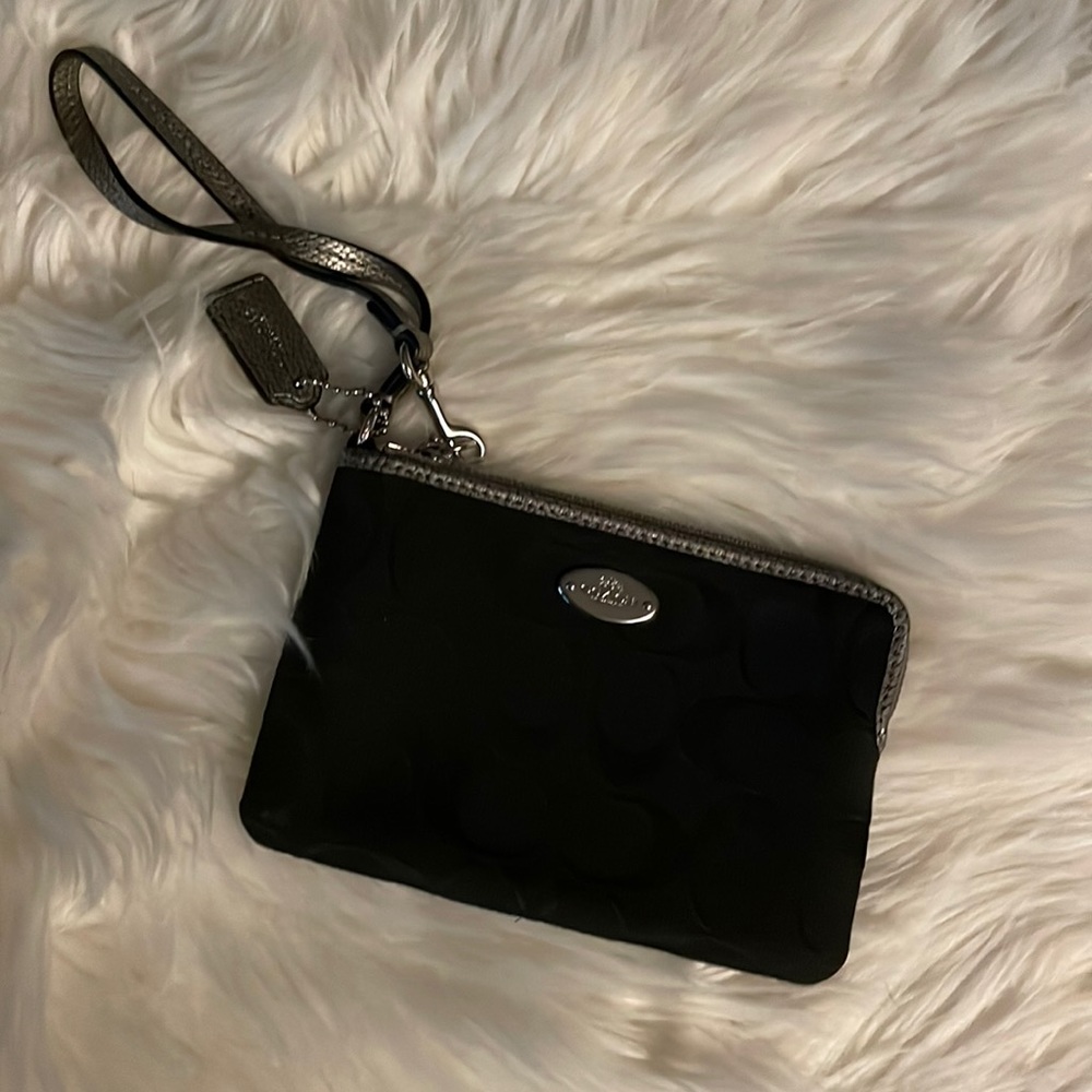 Coach cloth wallet with leather trim